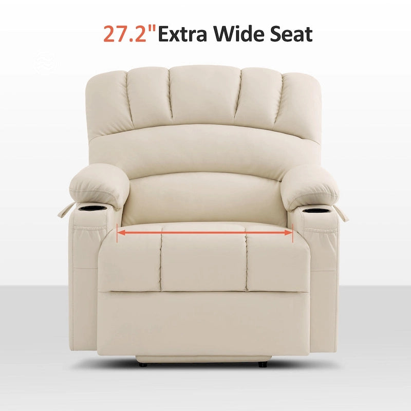 Fauteuil inclinable releveur avec massage et chauffage – Similicuir, Largeur moyenne
