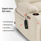Fauteuil inclinable releveur avec massage et chauffage – Similicuir, Largeur moyenne