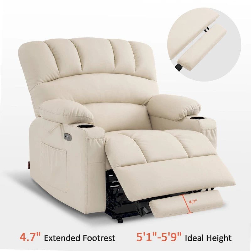 Fauteuil inclinable releveur avec massage et chauffage – Similicuir, Largeur moyenne