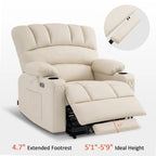 Fauteuil inclinable releveur avec massage et chauffage – Similicuir, Largeur moyenne