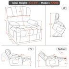 Fauteuil inclinable releveur avec massage et chauffage – Similicuir, Largeur moyenne