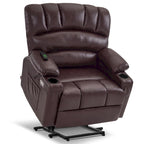 Fauteuil inclinable releveur avec massage et chauffage – Similicuir, Largeur moyenne