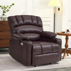 Fauteuil inclinable releveur avec massage et chauffage – Similicuir, Largeur moyenne