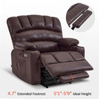 Fauteuil inclinable releveur avec massage et chauffage – Similicuir, Largeur moyenne