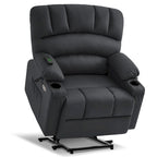 Fauteuil inclinable releveur avec massage et chauffage – Similicuir, Largeur moyenne