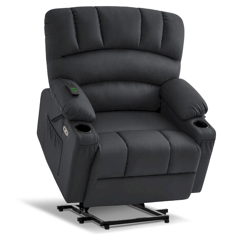 Fauteuil inclinable releveur avec massage et chauffage – Similicuir, Largeur moyenne