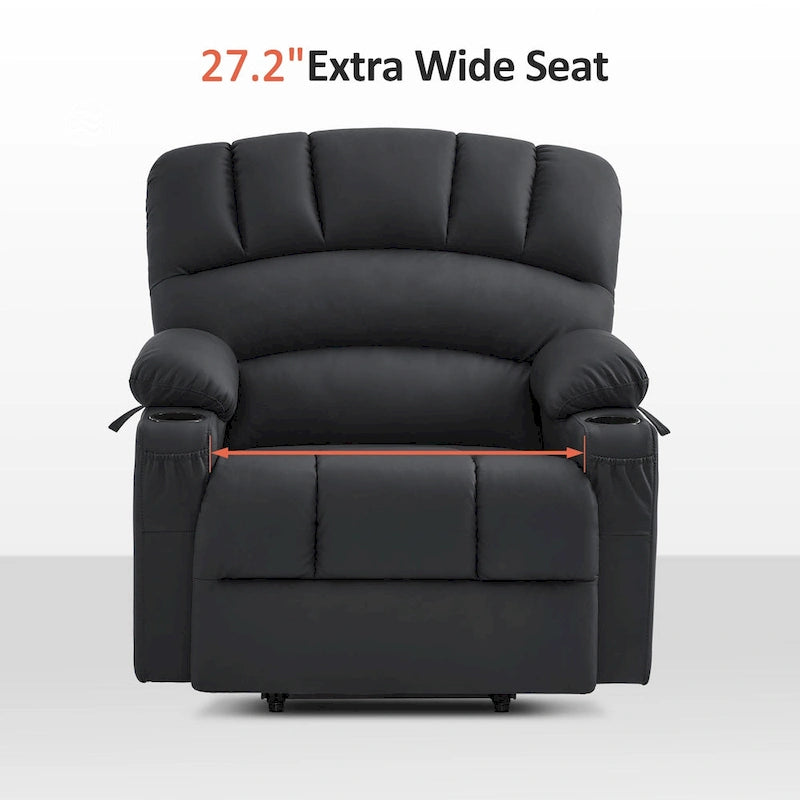 Fauteuil inclinable releveur avec massage et chauffage – Similicuir, Largeur moyenne