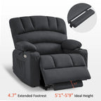Fauteuil inclinable releveur avec massage et chauffage – Similicuir, Largeur moyenne