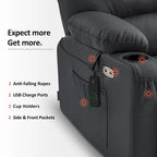 Fauteuil inclinable releveur avec massage et chauffage – Similicuir, Largeur moyenne