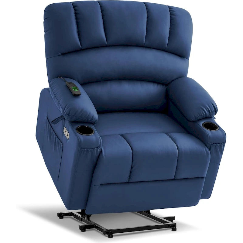 Fauteuil inclinable releveur avec massage et chauffage – Similicuir, Largeur moyenne