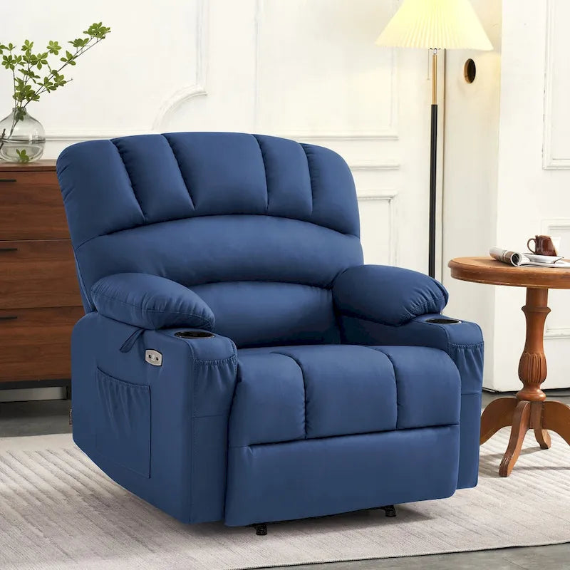 Fauteuil inclinable releveur avec massage et chauffage – Similicuir, Largeur moyenne