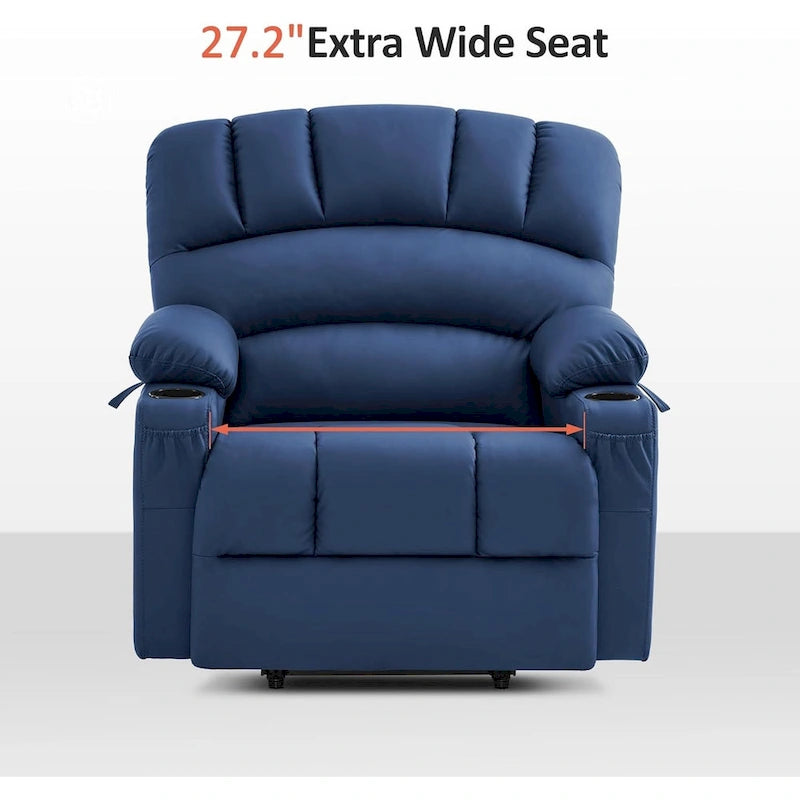 Fauteuil inclinable releveur avec massage et chauffage – Similicuir, Largeur moyenne