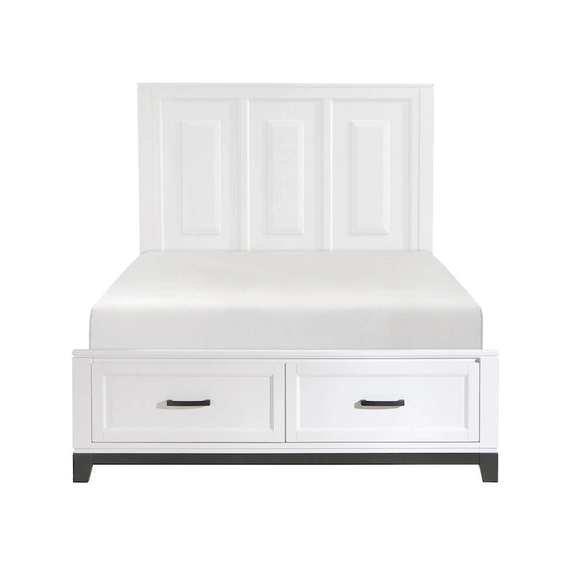 Lit plate-forme grand format avec 2 tiroirs de rangement – Fini bois blanc