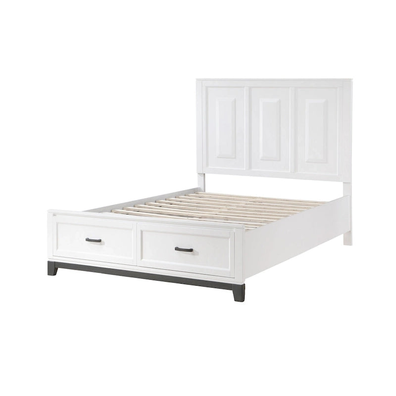 Lit plate-forme grand format avec 2 tiroirs de rangement – Fini bois blanc
