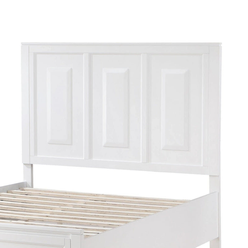 Lit plate-forme grand format avec 2 tiroirs de rangement – Fini bois blanc