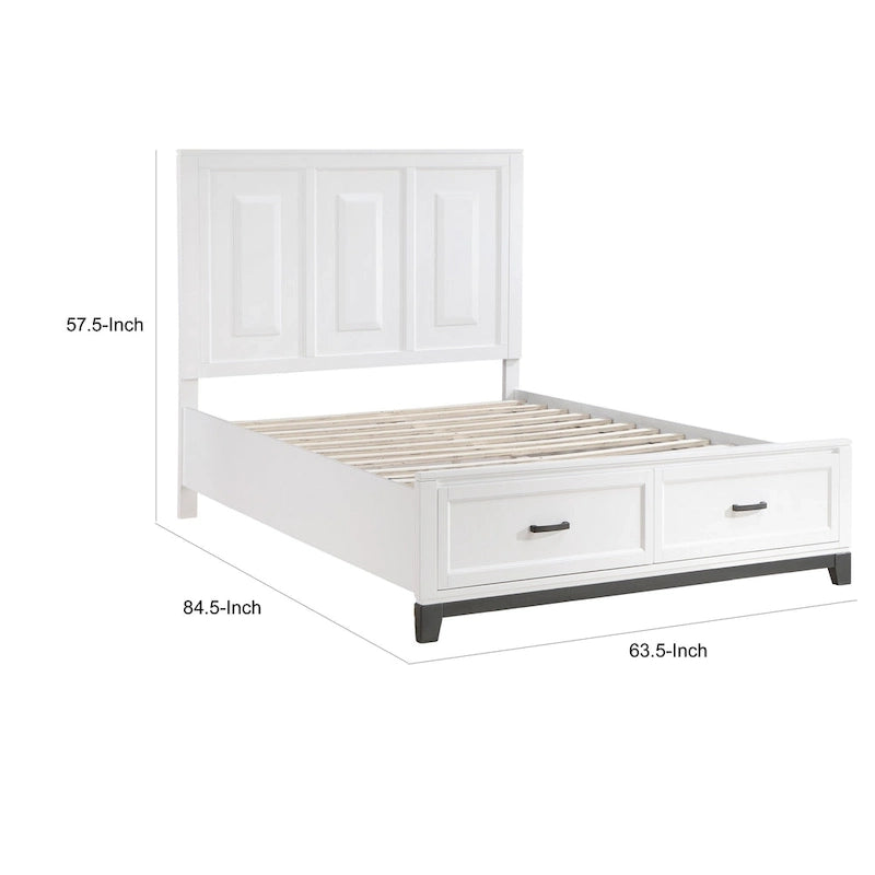 Lit plate-forme grand format avec 2 tiroirs de rangement – Fini bois blanc