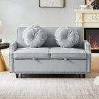 Canapé convertible deux places avec dossier capitonné réglable, 2 ports USB et 4 oreillers