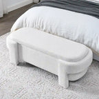Banc rembourré en tissu de lin avec grand espace de rangement - 51,5L x 20,5l x 17H