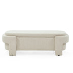 Banc rembourré en tissu de lin avec grand espace de rangement - 51,5L x 20,5l x 17H