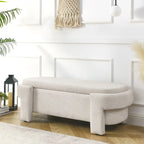 Banc rembourré en tissu de lin avec grand espace de rangement - 51,5L x 20,5l x 17H