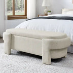 Banc rembourré en tissu de lin avec grand espace de rangement - 51,5L x 20,5l x 17H