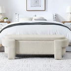 Banc rembourré en tissu de lin avec grand espace de rangement - 51,5L x 20,5l x 17H