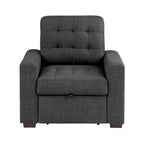 Fauteuil d'appoint de 37 pouces avec repose-pieds escamotable, polyester gris foncé, pieds espresso