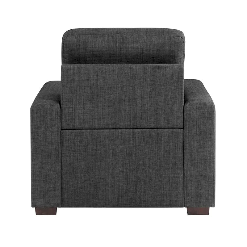 Fauteuil d'appoint de 37 pouces avec repose-pieds escamotable, polyester gris foncé, pieds espresso