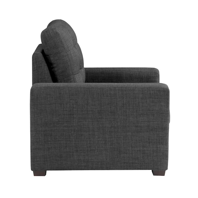 Fauteuil d'appoint de 37 pouces avec repose-pieds escamotable, polyester gris foncé, pieds espresso