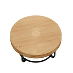 Table basse ronde moderne avec motif sculpté en bois et pieds en métal pour salon, salle de réception, bureau, Noir