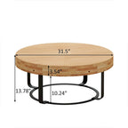 Table basse ronde moderne avec motif sculpté en bois et pieds en métal pour salon, salle de réception, bureau, Noir