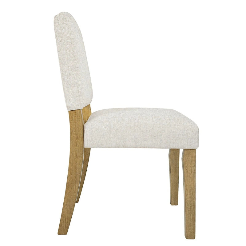 Chaise de salle à manger rembourrée à dossier ouvert – Tissu texturé crème