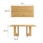 Table à manger rectangulaire en bois massif de 70 pouces
