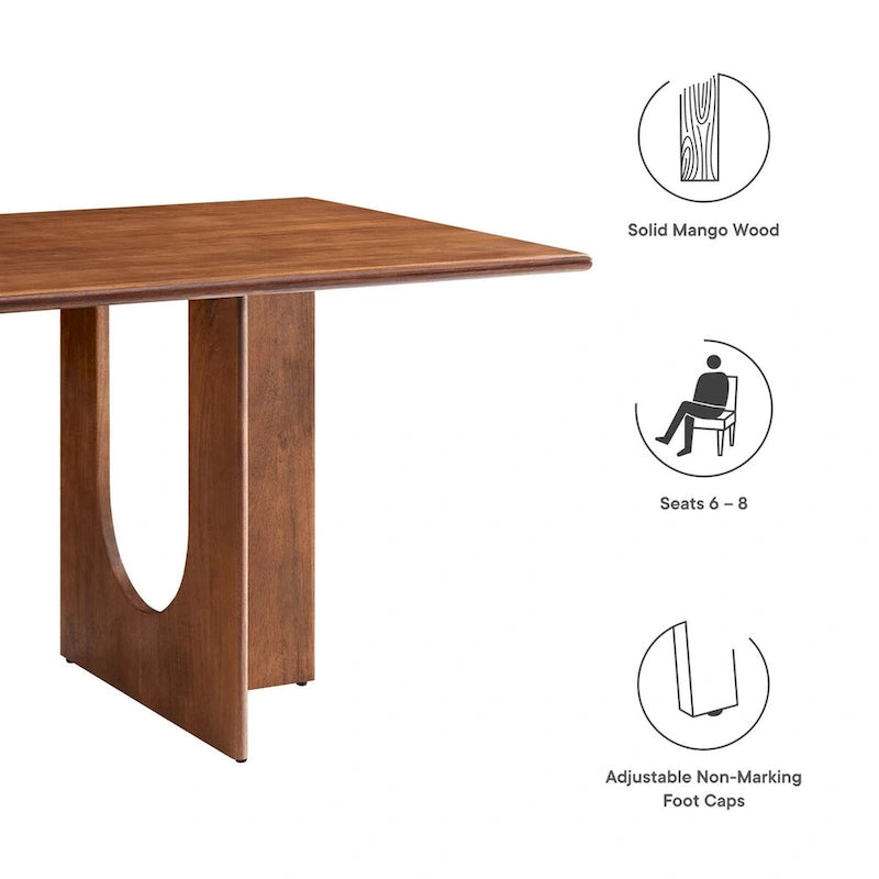 Table à manger rectangulaire en bois massif de 70 pouces