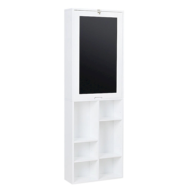 Table de bureau pliable et rabattable avec armoire de rangement et étagères inférieures, blanche