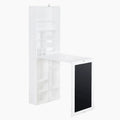Table de bureau pliable et rabattable avec armoire de rangement et étagères inférieures, blanche