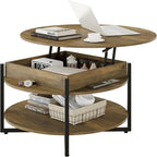 Table basse circulaire relevable en bois – 80D x 80L x 44H