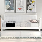 Lit de repos double moderne avec lit gigogne et rangement dissimulé – Fini blanc