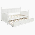 Lit de repos double moderne avec lit gigogne et rangement dissimulé – Fini blanc