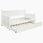 Lit de repos double moderne avec lit gigogne et rangement dissimulé – Fini blanc