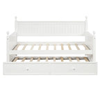 Lit de repos double moderne avec lit gigogne et rangement dissimulé – Fini blanc