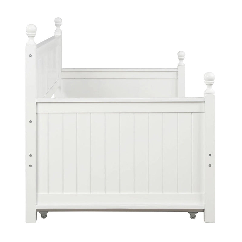 Lit de repos double moderne avec lit gigogne et rangement dissimulé – Fini blanc