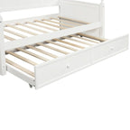 Lit de repos double moderne avec lit gigogne et rangement dissimulé – Fini blanc