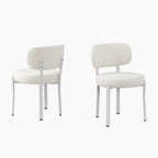 XINMICS Upholstered Modern Boucle Dining Room Chairs with White Metal Legs