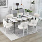 Chaises de salle à manger modernes en bouclette rembourrées avec pieds en métal blanc