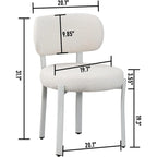 Chaises de salle à manger modernes en bouclette rembourrées avec pieds en métal blanc