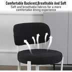 Chaises de salle à manger modernes en bouclette rembourrées avec pieds en métal blanc