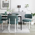 Chaises de salle à manger modernes en bouclette rembourrées avec pieds en métal blanc