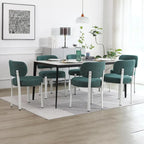 Chaises de salle à manger modernes en bouclette rembourrées avec pieds en métal blanc