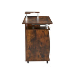 Bureau d'ordinateur en bois massif, table de bureau avec roulette pour PC, étagères de rangement et classeur, deux tiroirs, support pour unité centrale, une étagère.